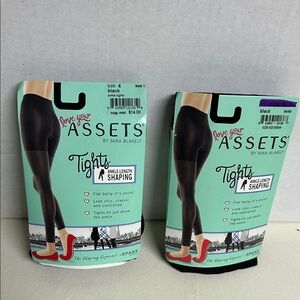 ASSETS by Sara Blakely Black Ankle Length Tights set of 2   Size 4 and size 5